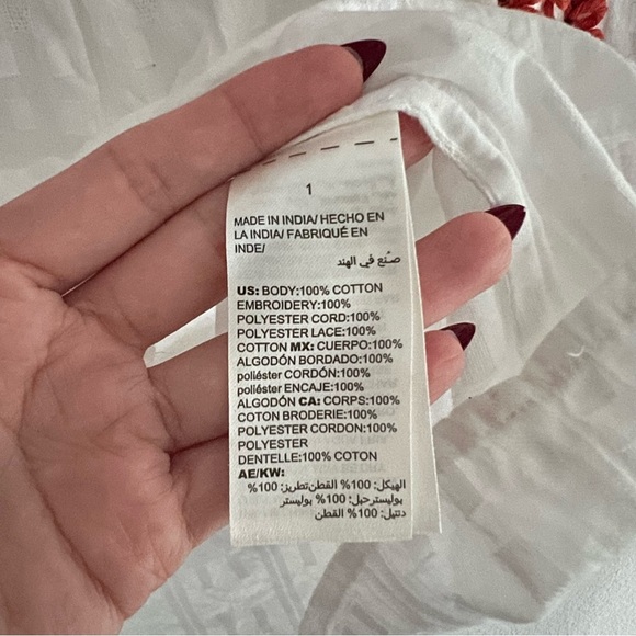 Chico's White Tassel Embroidery Top Blouse Size M Boho Artsy Eclectic V Neck - Picture 7 of 9